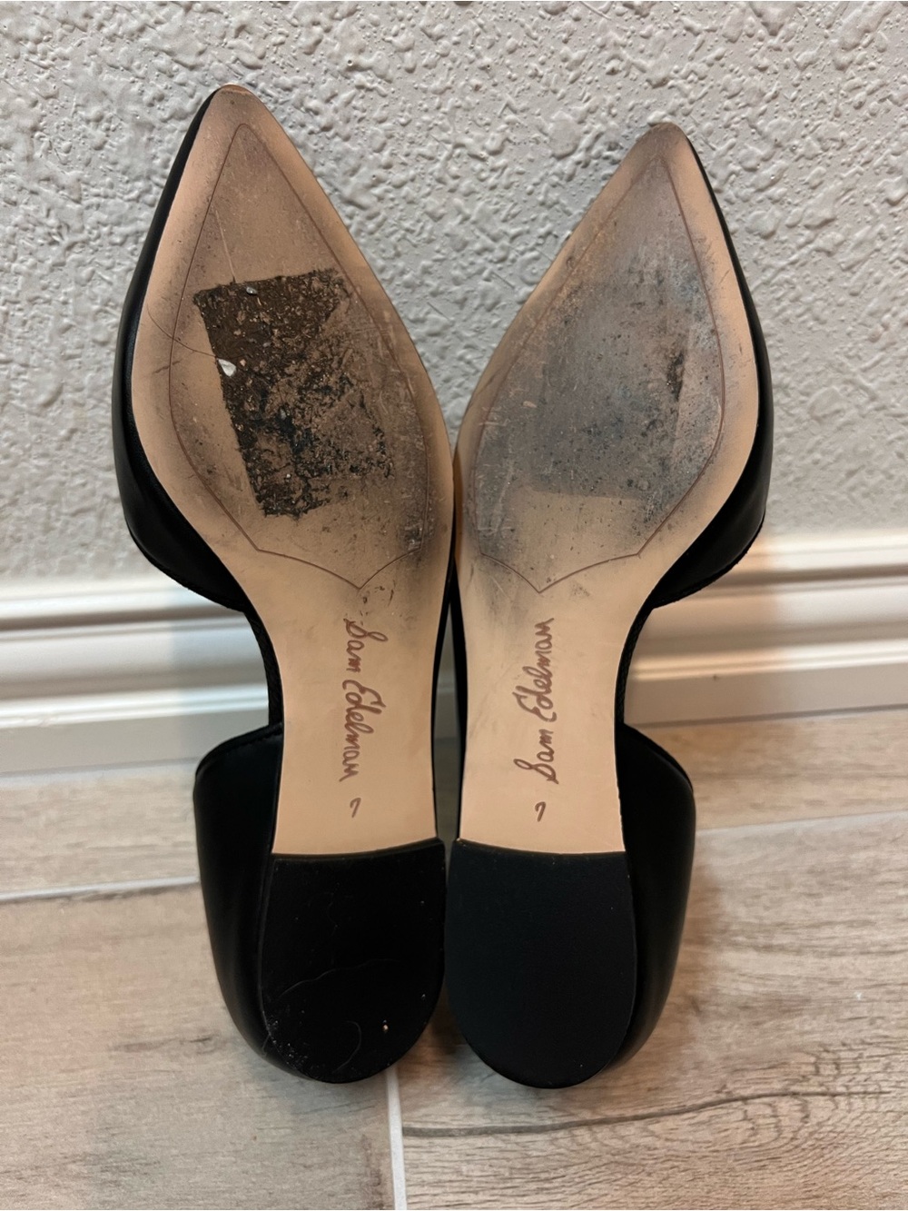 Sam Edelman Black Leather Pointed D'Orsay Flats - Picture 4 of 4